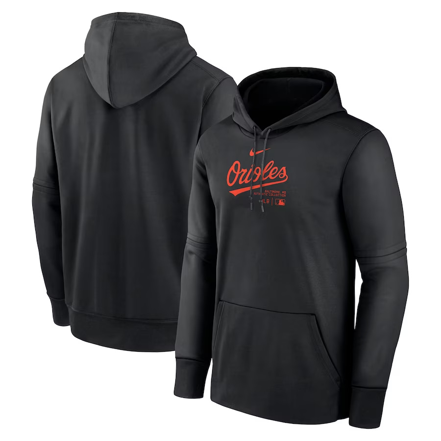Men's Baltimore Orioles Black Collection Practice Performance Pullover Hoodie